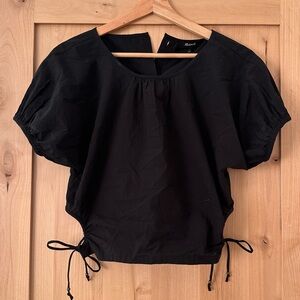 Madewell Cropped Keyhole Blouse - Black S